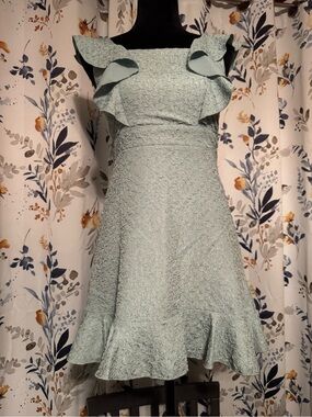 Zunie Light Sage Ruffle Fit & Flare Teen Girls Dress Size 12
